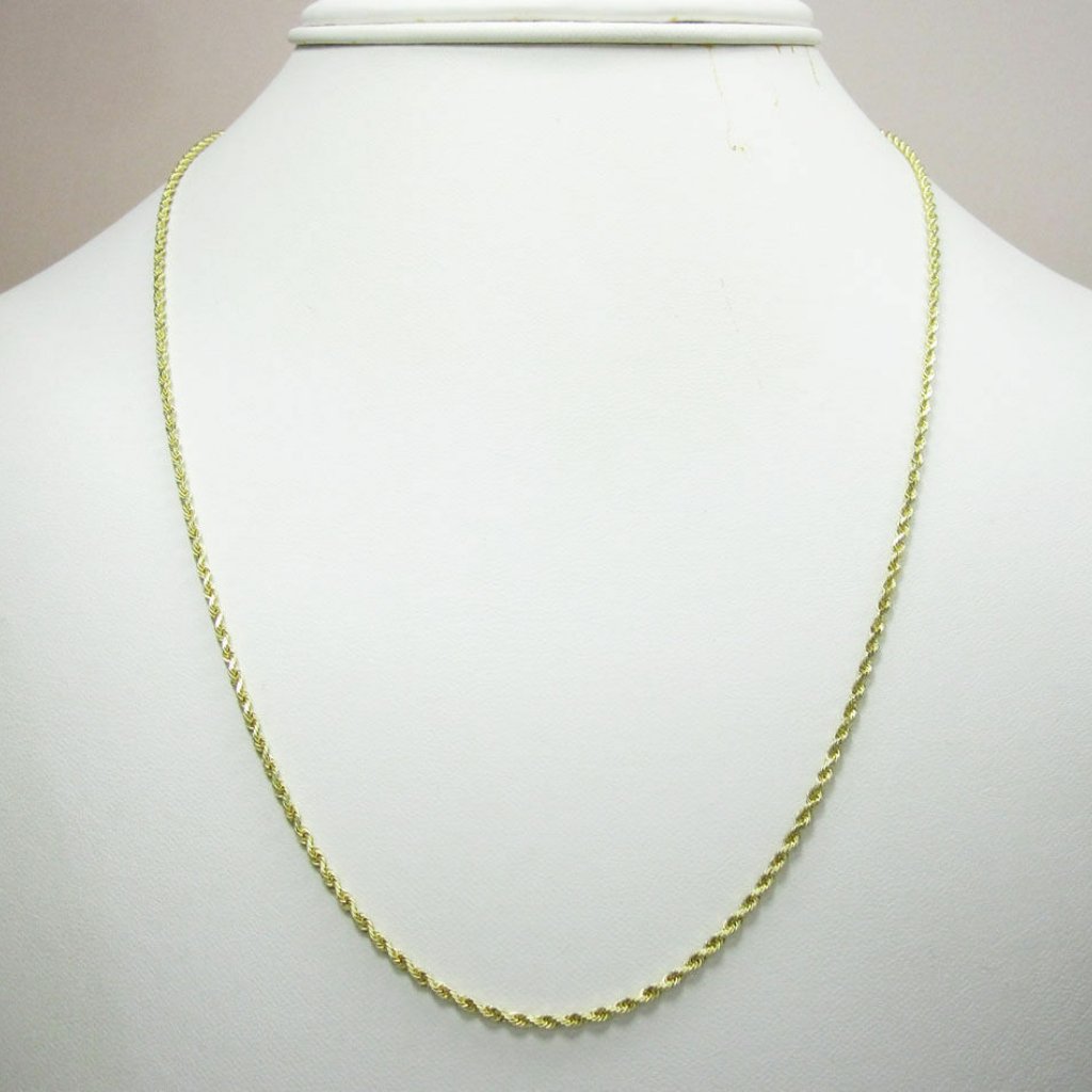 Mens Womens 14kt Yellow Gold Hollow Rope Chain